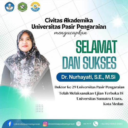Doktor ke-29, Civitas Akademika UPP Ucapkan Selamat Sukses kepada Dr. Nurhayati, SE, M.Si