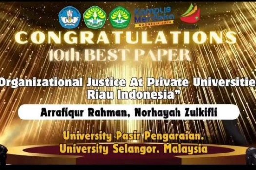 Tahniah Kepada Dekan Fakultas Ekonomi Arrafiqur Rahman, SE, MM atas Diraihnya Best Paper